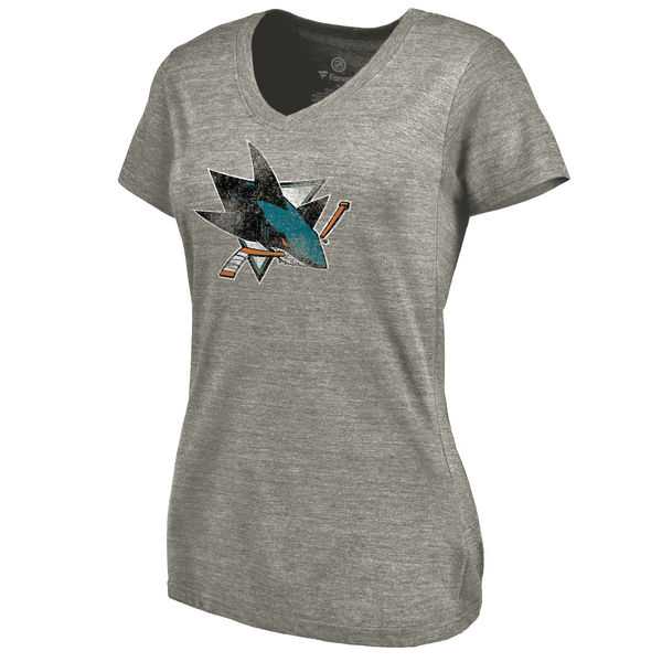 Women's San Jose Sharks Distressed Team Logo Tri Blend V Neck T-Shirt Ash FengYun,We sell and wholesale Women's San Jose Sharks Distressed Team Logo Tri Blend V Neck T-Shirt Ash FengYun on line form chian!